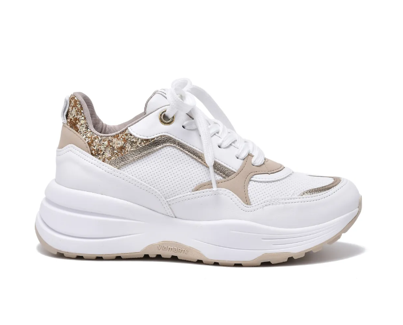 Viamarte beige and white sneakers