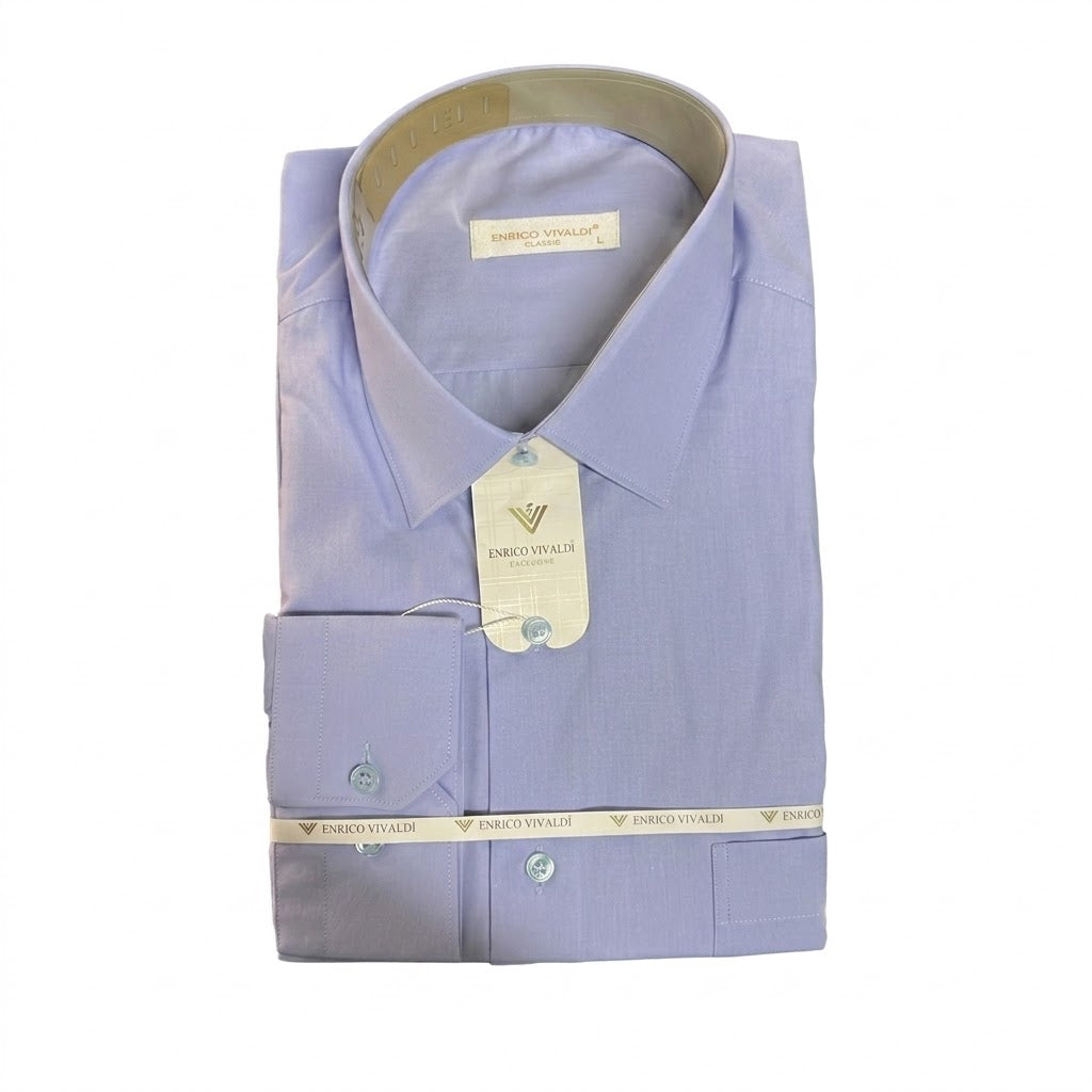 Enrico Vivaldi Classic Men's Dress Shirt – Premium Light Purple Slim Fit Cotton Button-Down