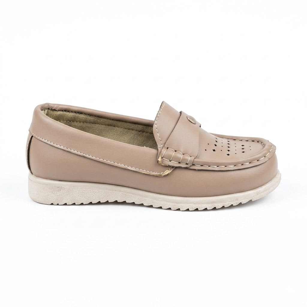 Kids' Classic Faux-Leather Penny Loafers – Taupe