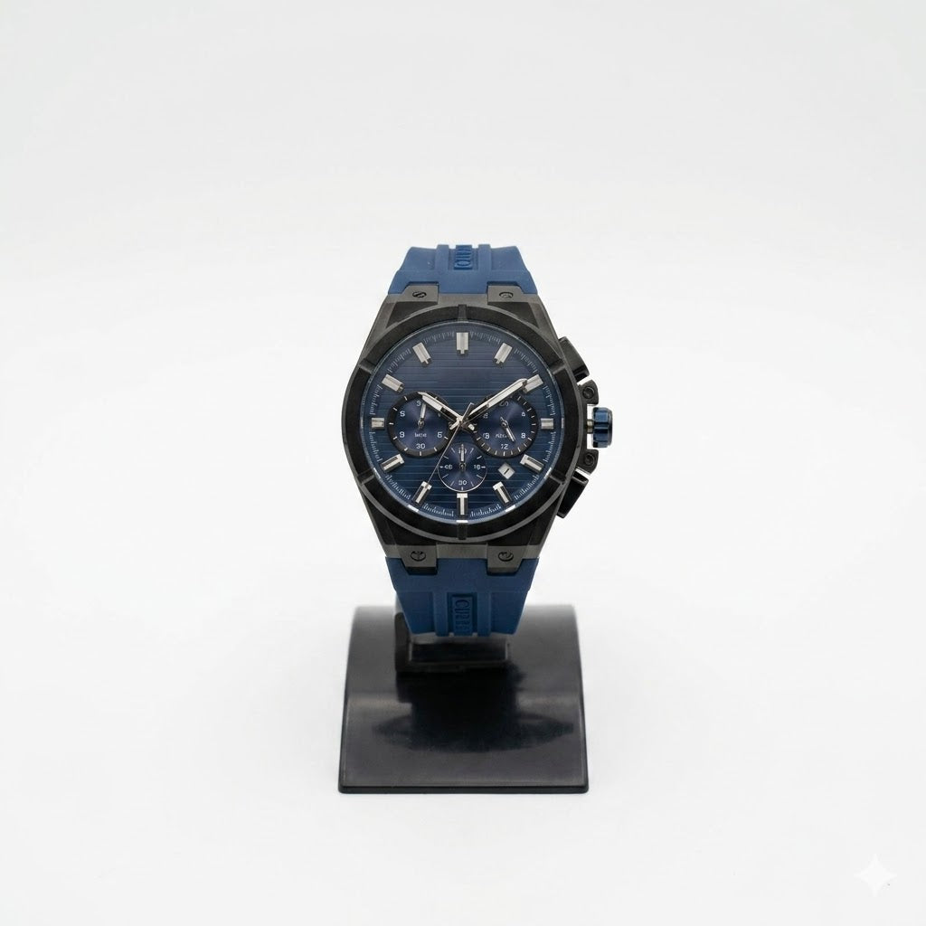 CURREN Men's Sport Chronograph Watch – Blue Dial & Silicone Strap Luxury Quartz Fashion Wristwatch