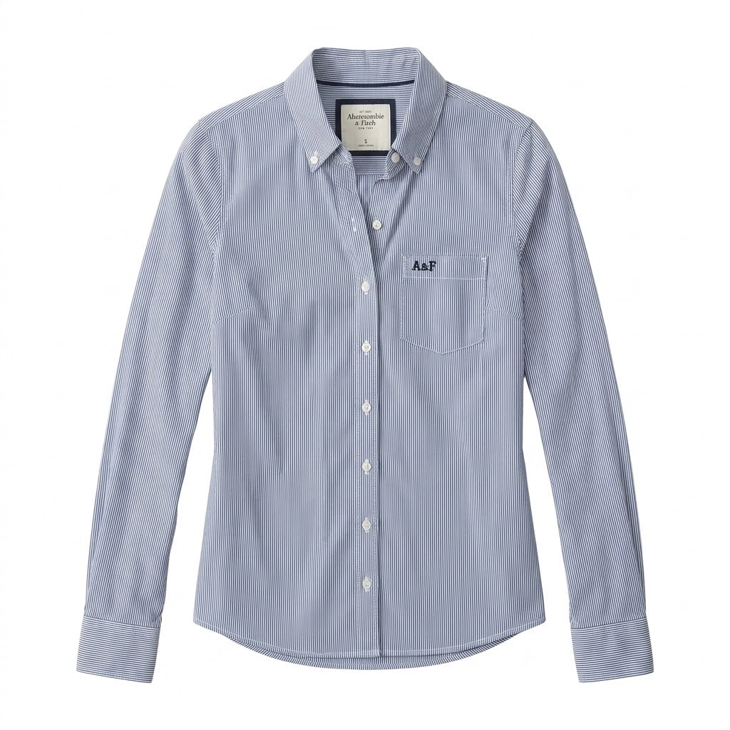 Abercrombie & Fitch Women's Striped Button-Down Shirt – Blue & White
