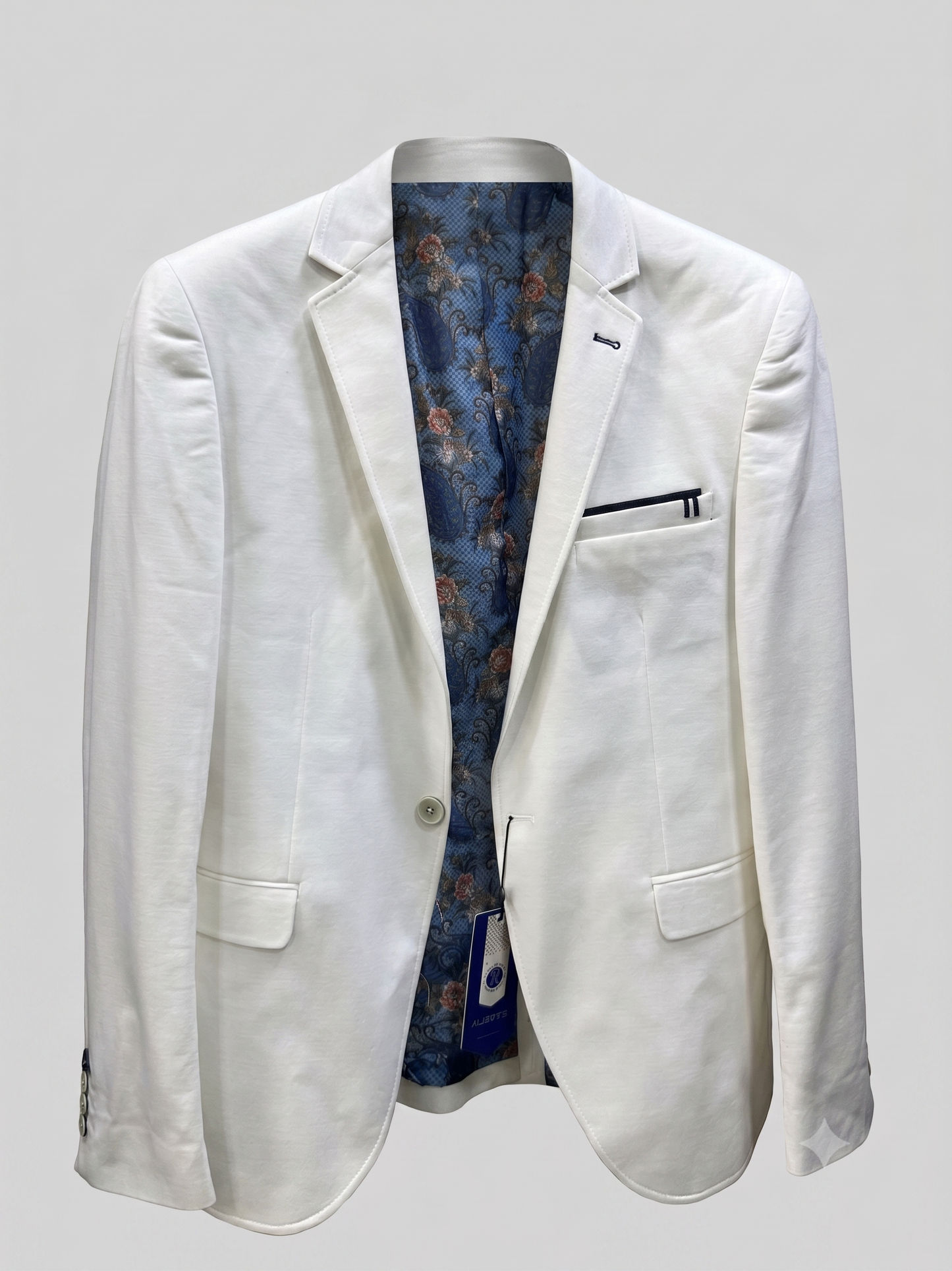 Sophisticated White Blazer with a Pop of Print