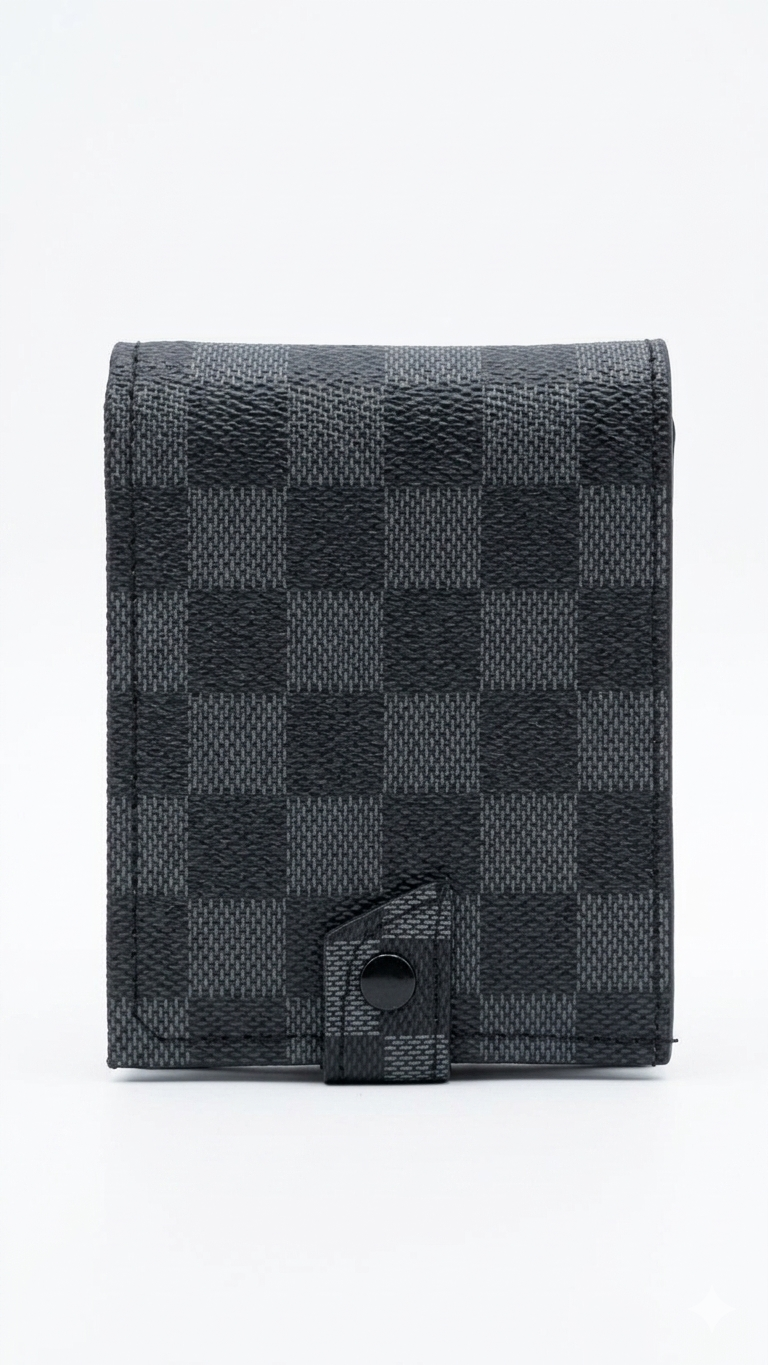 Men's Checkerboard Leather Slim Wallet