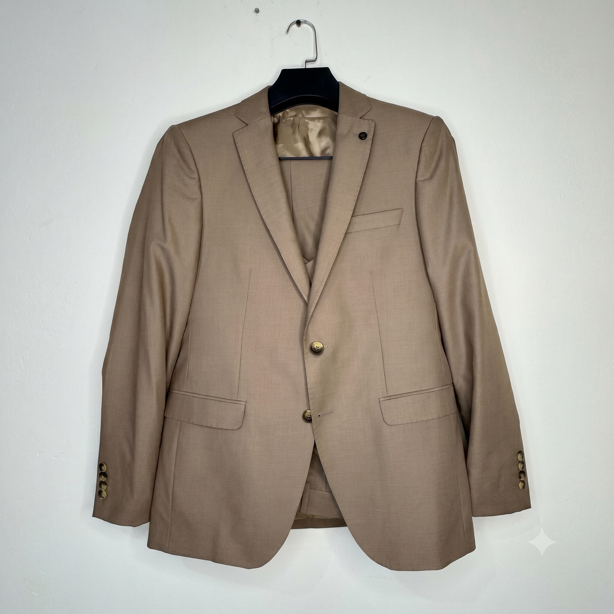Men's Slim Fit 2-Piece Suit - Classic Khaki/Beige Blazer & Trousers Set