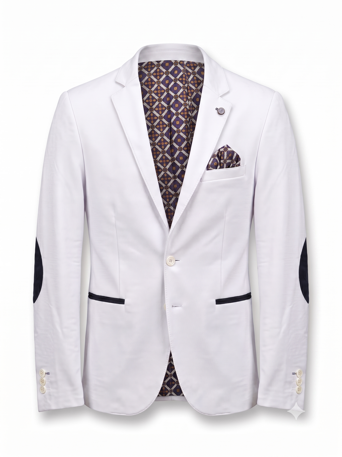 Modern Casual White Blazer with Patterned Lining