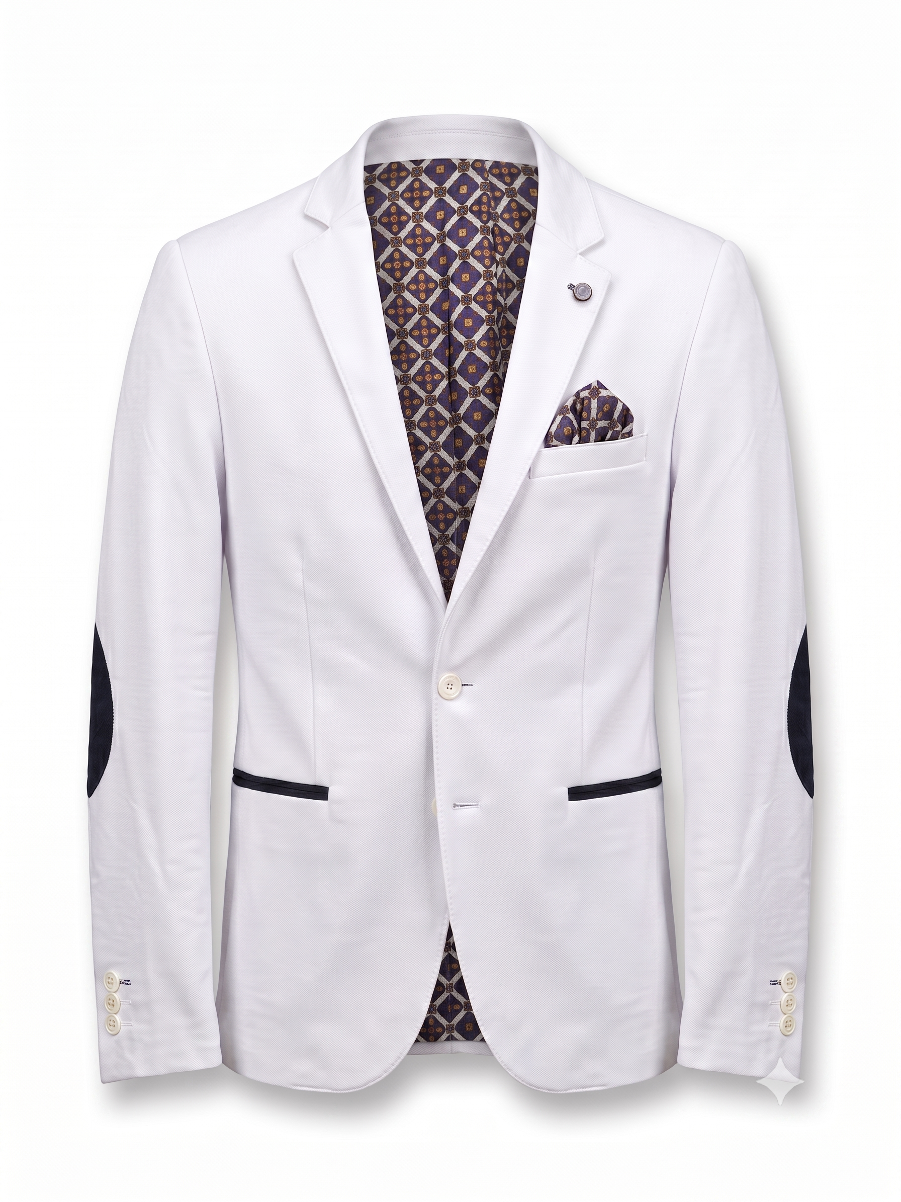 Modern Casual White Blazer with Patterned Lining