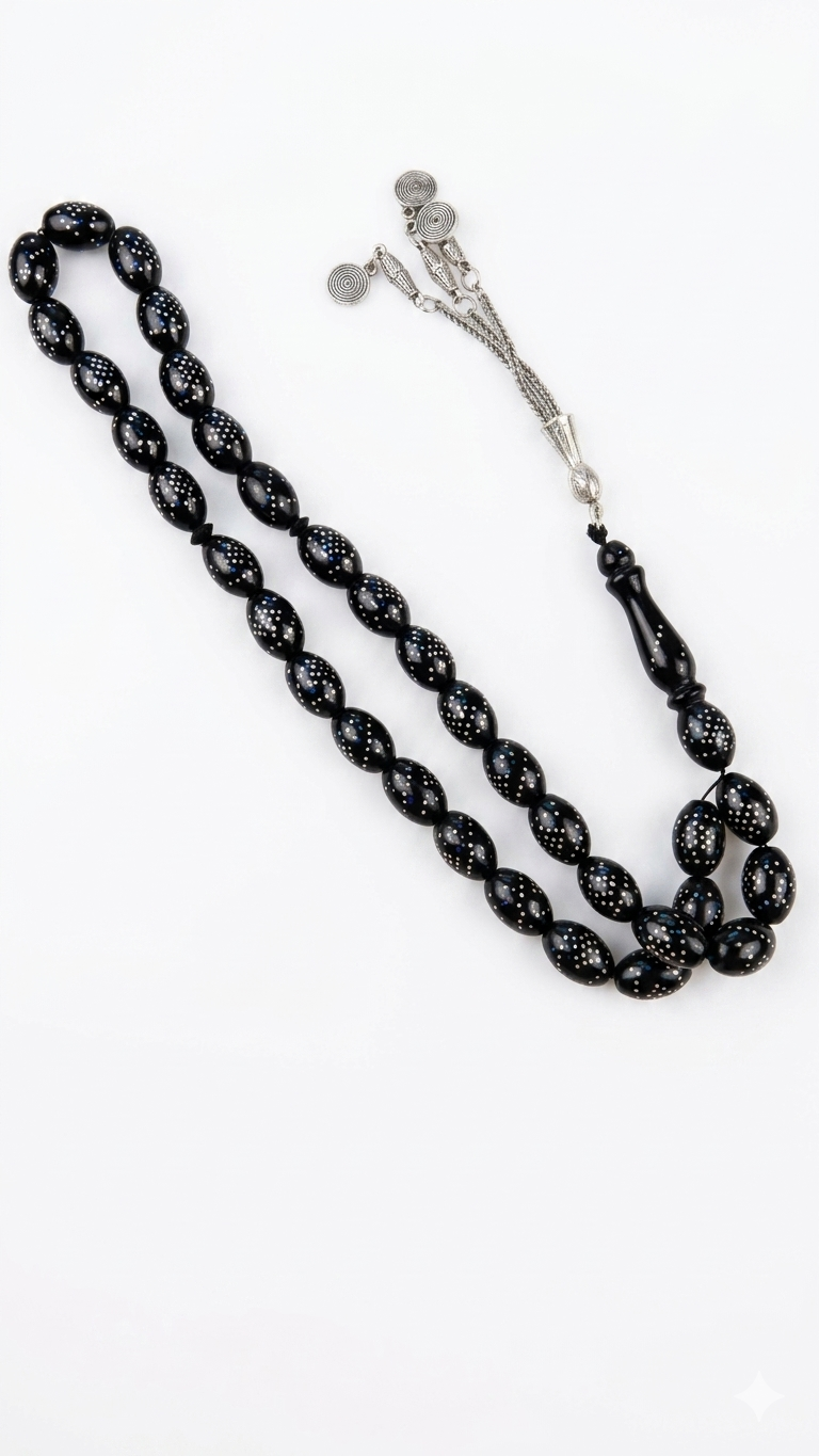 Elegant Black Polka-Dot Misbaha