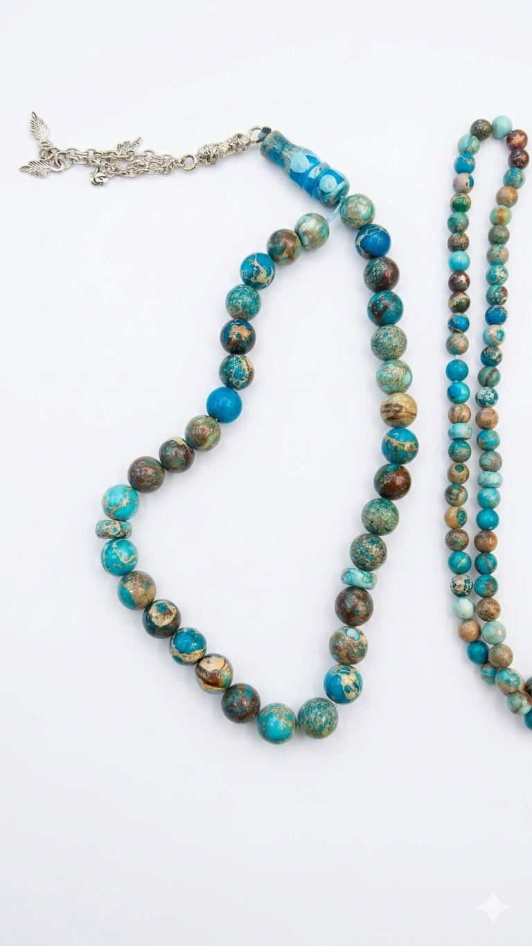 Artisanal Ocean Jasper Misbaha Prayer Beads