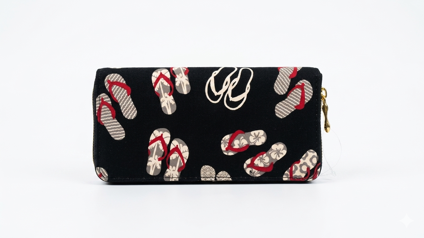 Playful Summer Vibes Flip-Flop Print Zip-Around Wallet