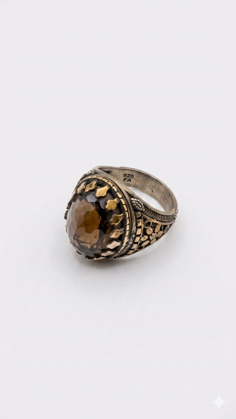 Antique Ottoman-Style Smoky Quartz Heritage Ring