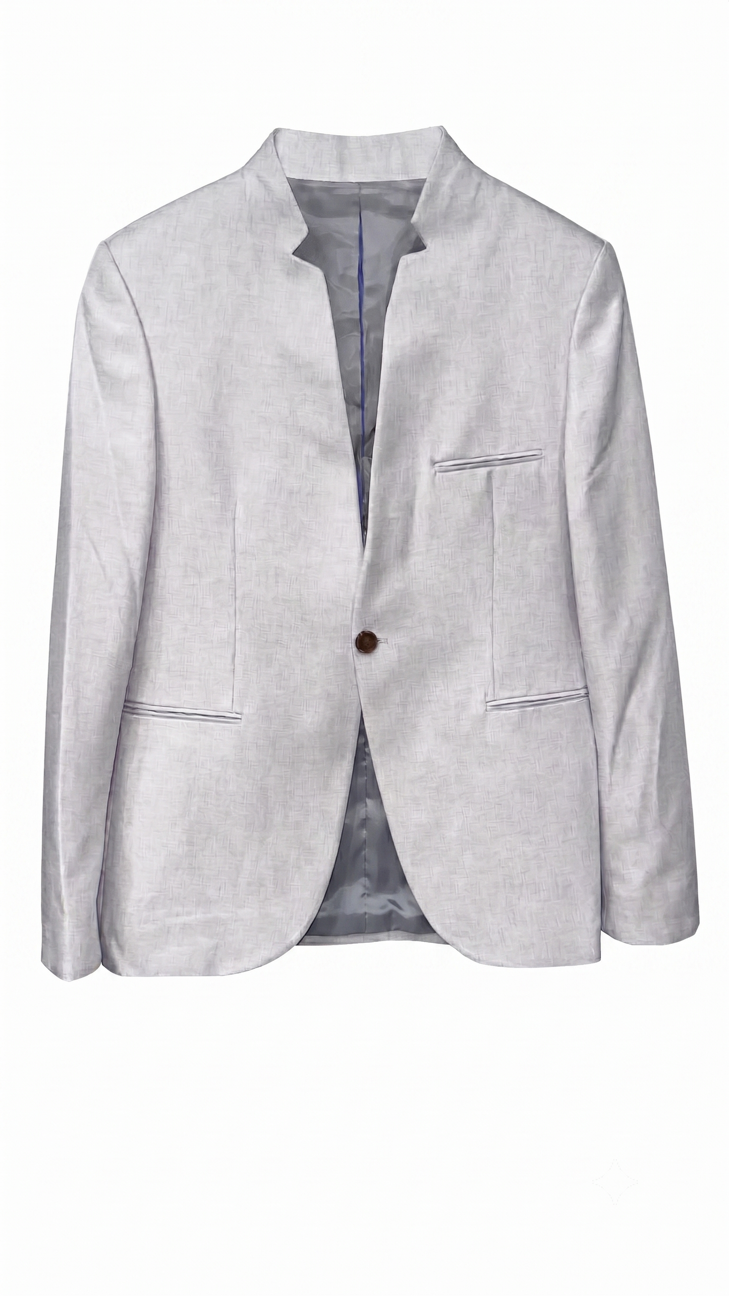 Modern Mandarin Textured Blazer – Light Silver-Grey
