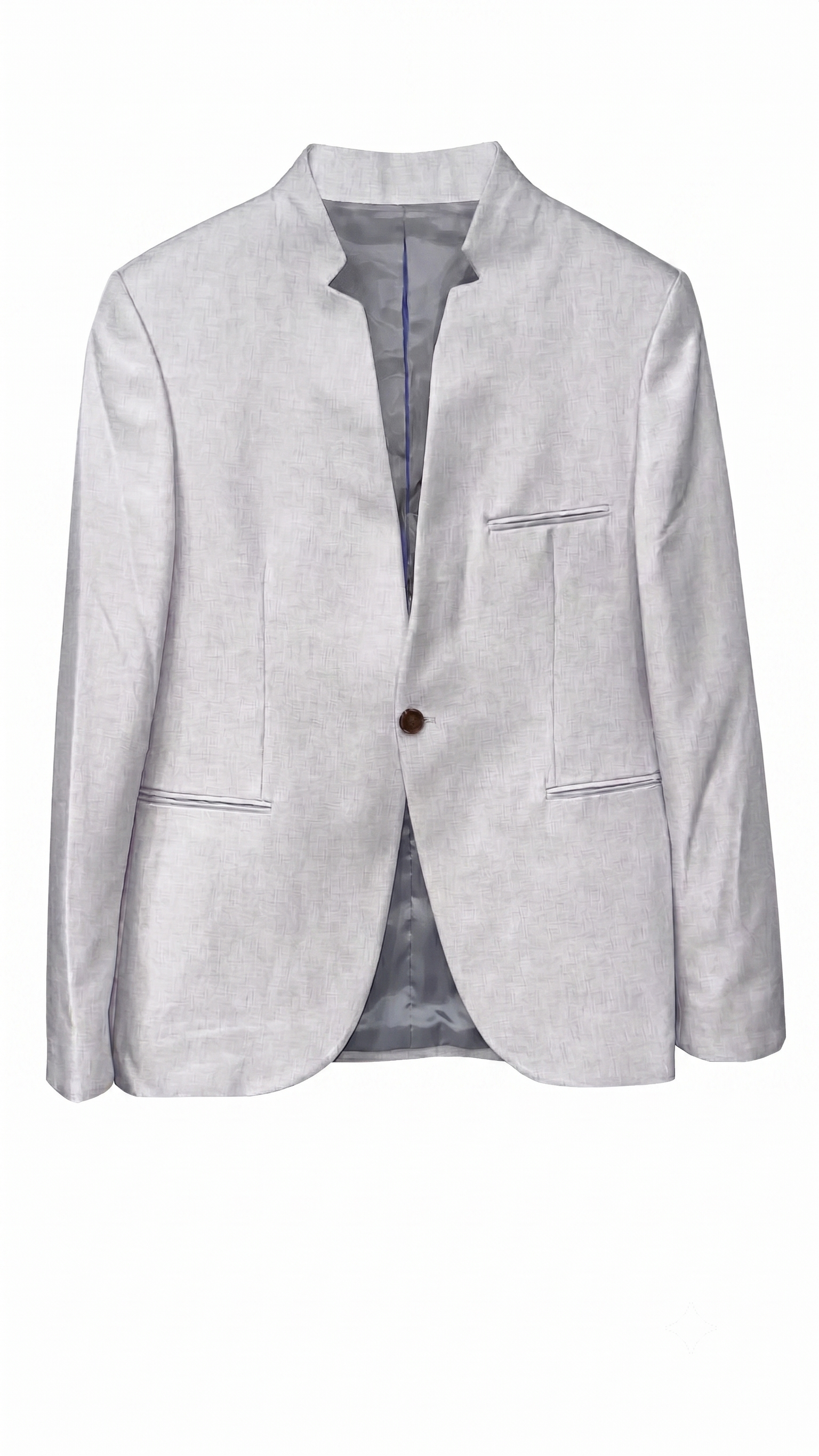 Modern Mandarin Textured Blazer – Light Silver-Grey
