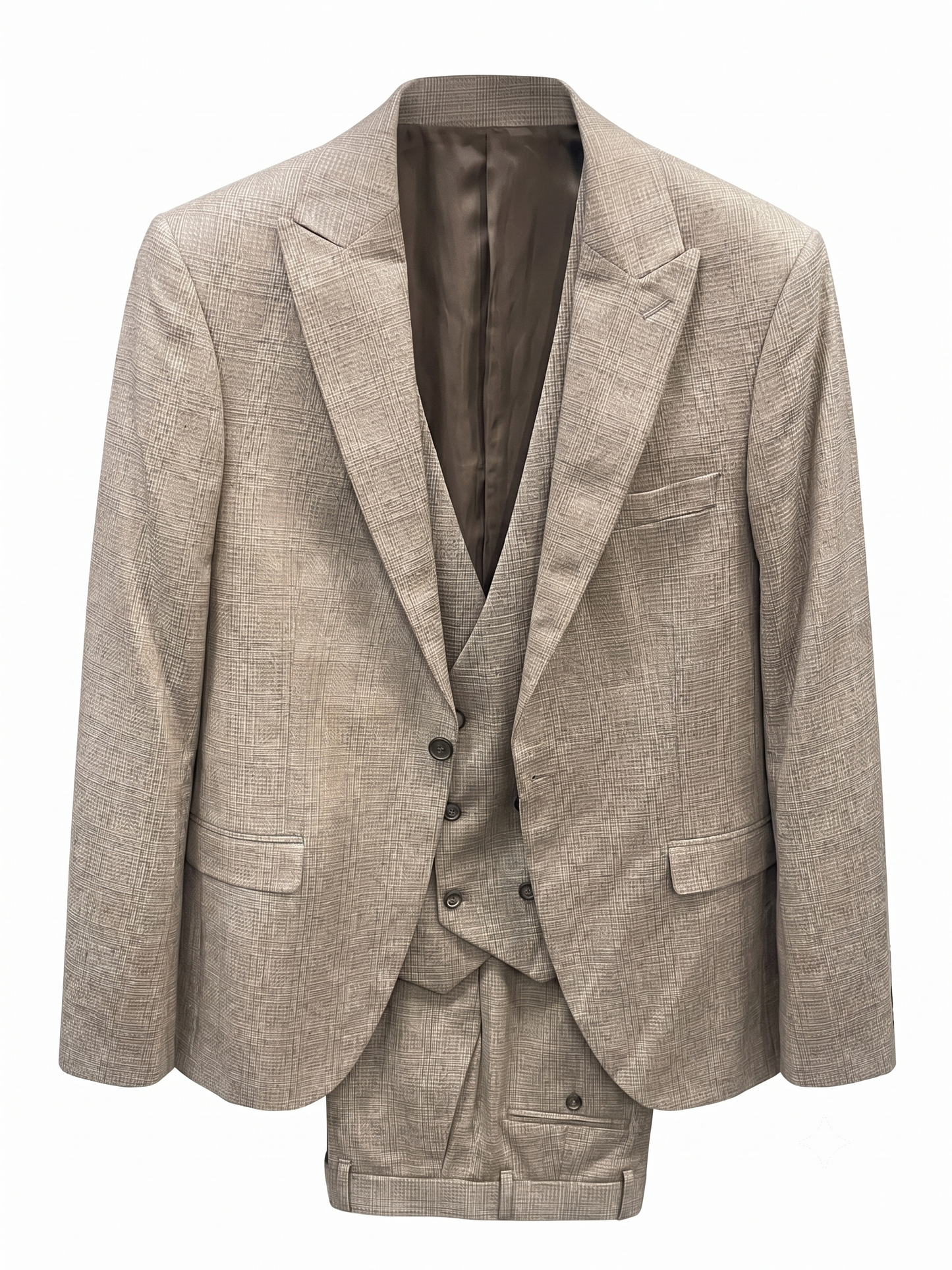 Classic Dark Beige Two-Piece Suit – Blazer & Vest Set