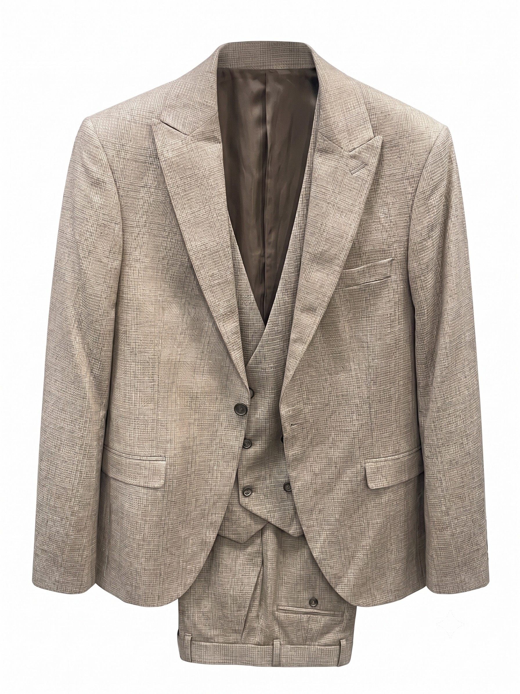 Classic Dark Beige Two-Piece Suit – Blazer & Vest Set