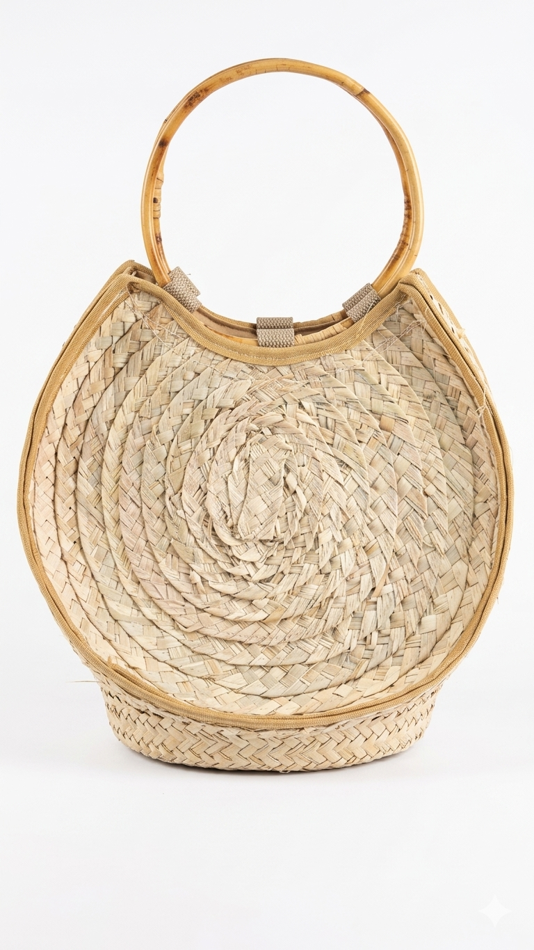Handmade Round Straw Handbag