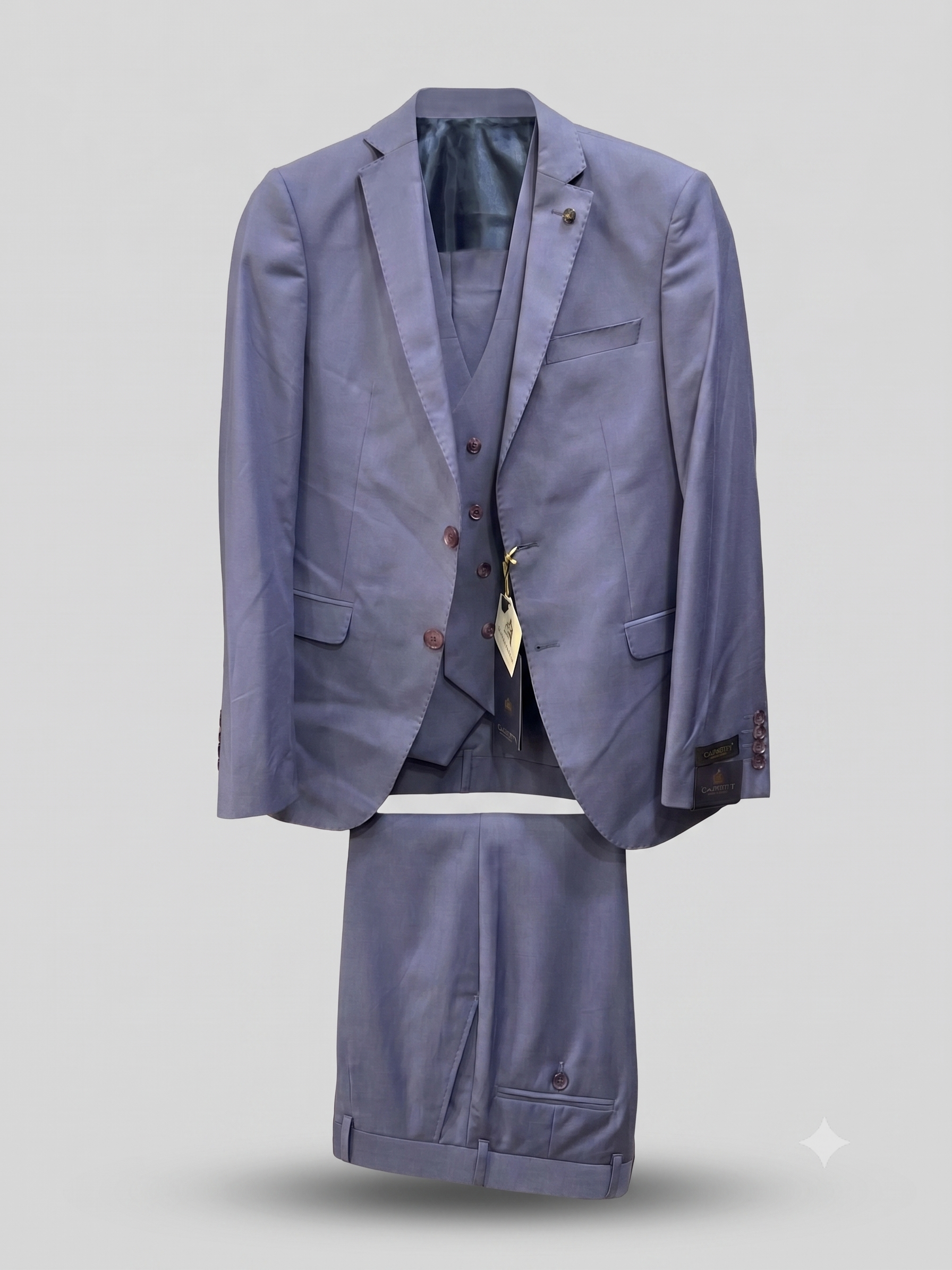 Men's Premium Blue 3-Piece Suit – Slim Fit Blazer, Vest & Trousers (Medium Blue)