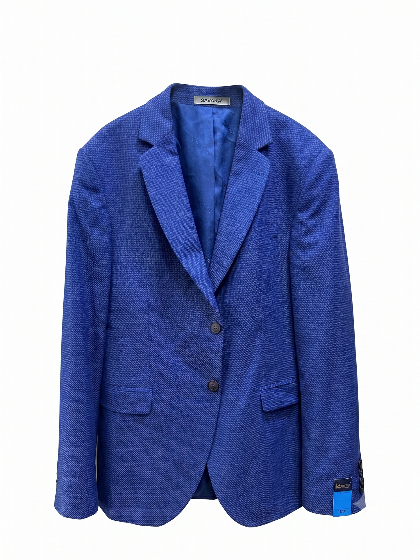Savara Tailored Royal Blue Blazer – Modern Textured Hop-sack Suit Jacket