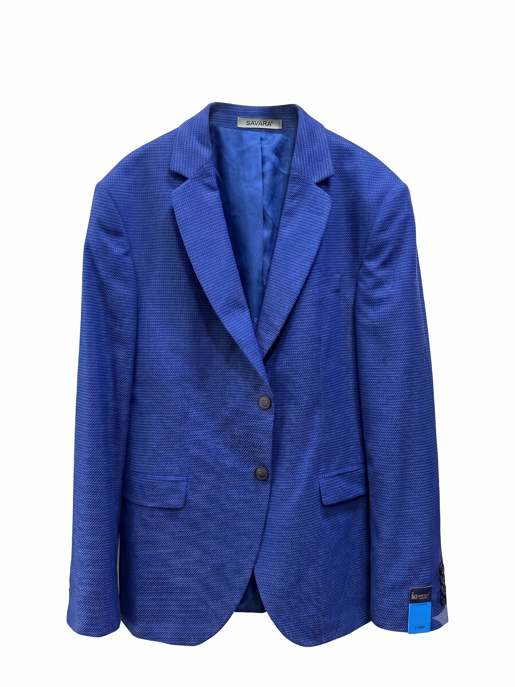 Savara Tailored Royal Blue Blazer – Modern Textured Hop-sack Suit Jacket