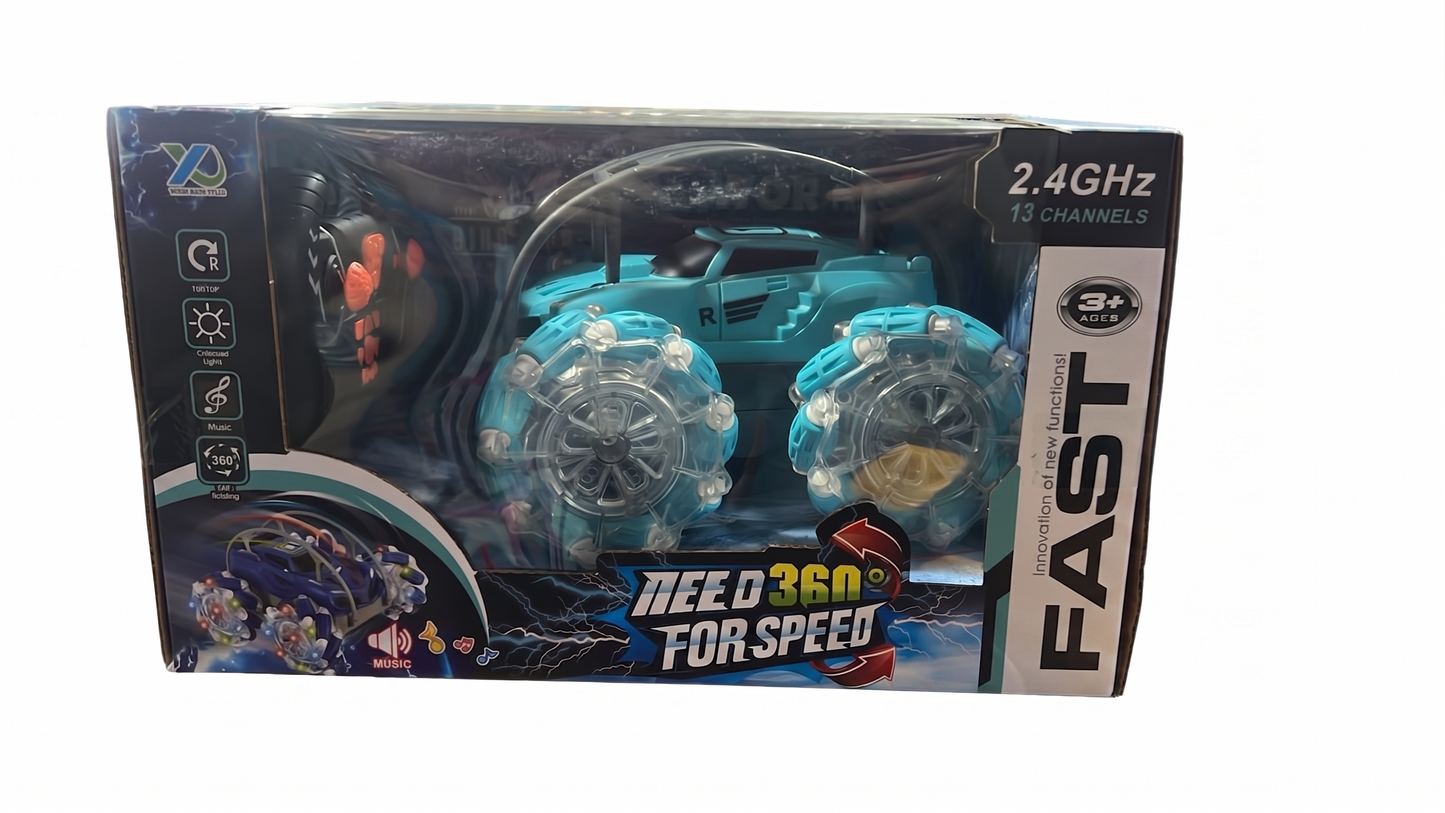 Yong Xing Toys "Need for Speed" 2.4GHz RC Stunt Car – 13-Channel Multi-Functional Remote Control Tumbling Vehicle with Lights & Music