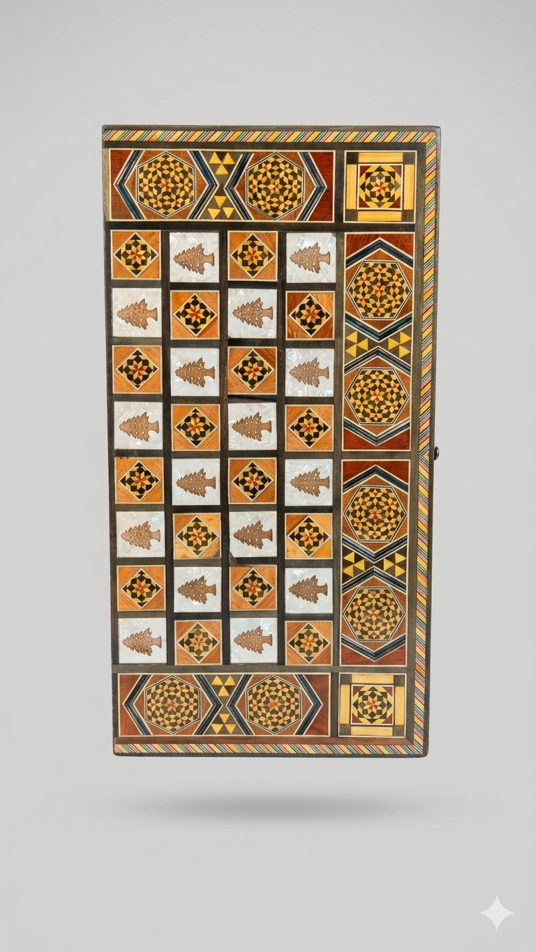 Luxury Mosaic Inlaid Wooden Backgammon Board