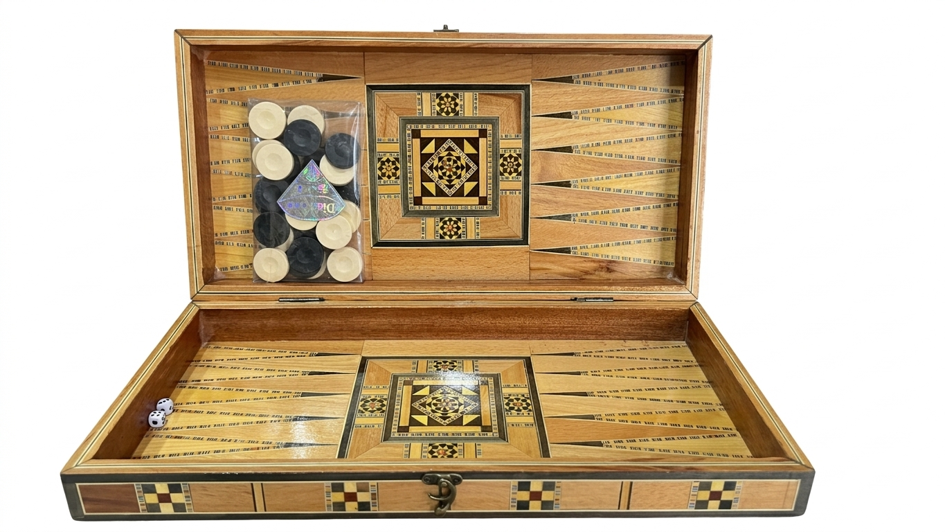 Luxury Mosaic Inlaid Wooden Backgammon Board