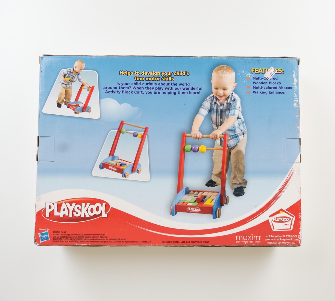 Playskool by Maxim Wooden Activity Block Cart & Baby Walker Toy Set