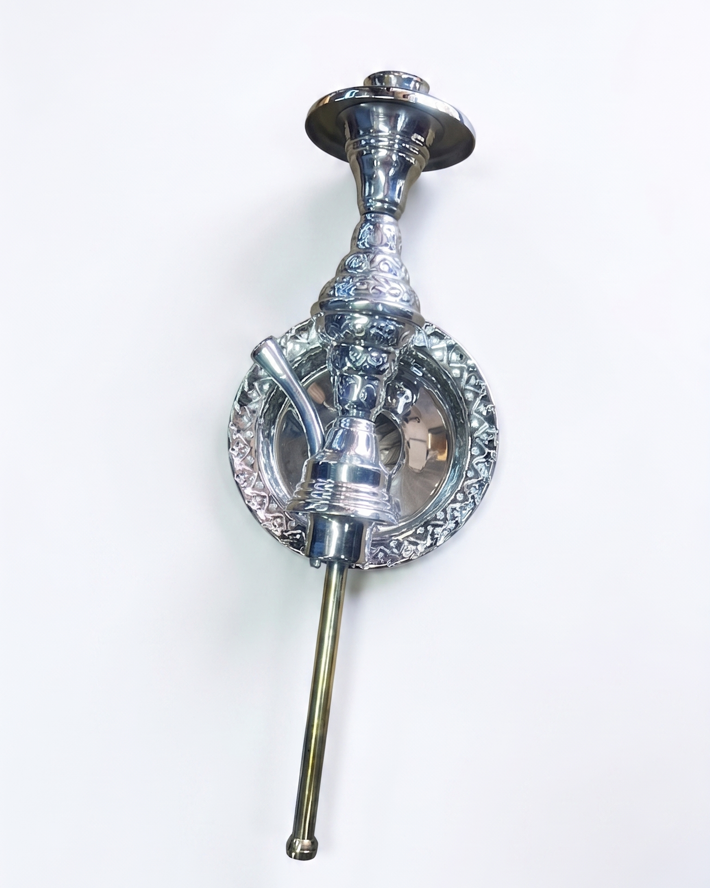 Premium Chrome-Plated Hookah Stem and Engraved Charcoal Tray Set – Traditional Shisha Replacement Parts