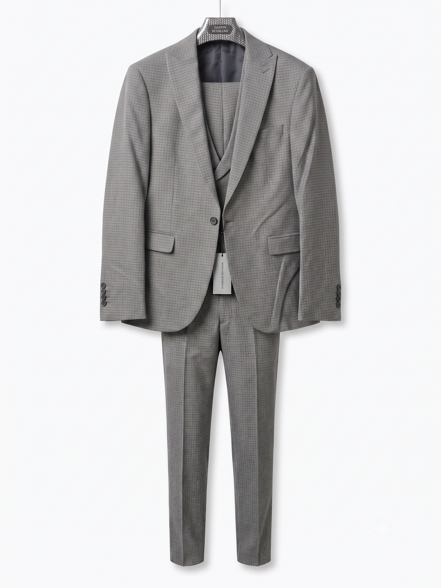 Premium Three-Piece Tweed Suit in Heritage Grey (Blazer, Vest, Pants)