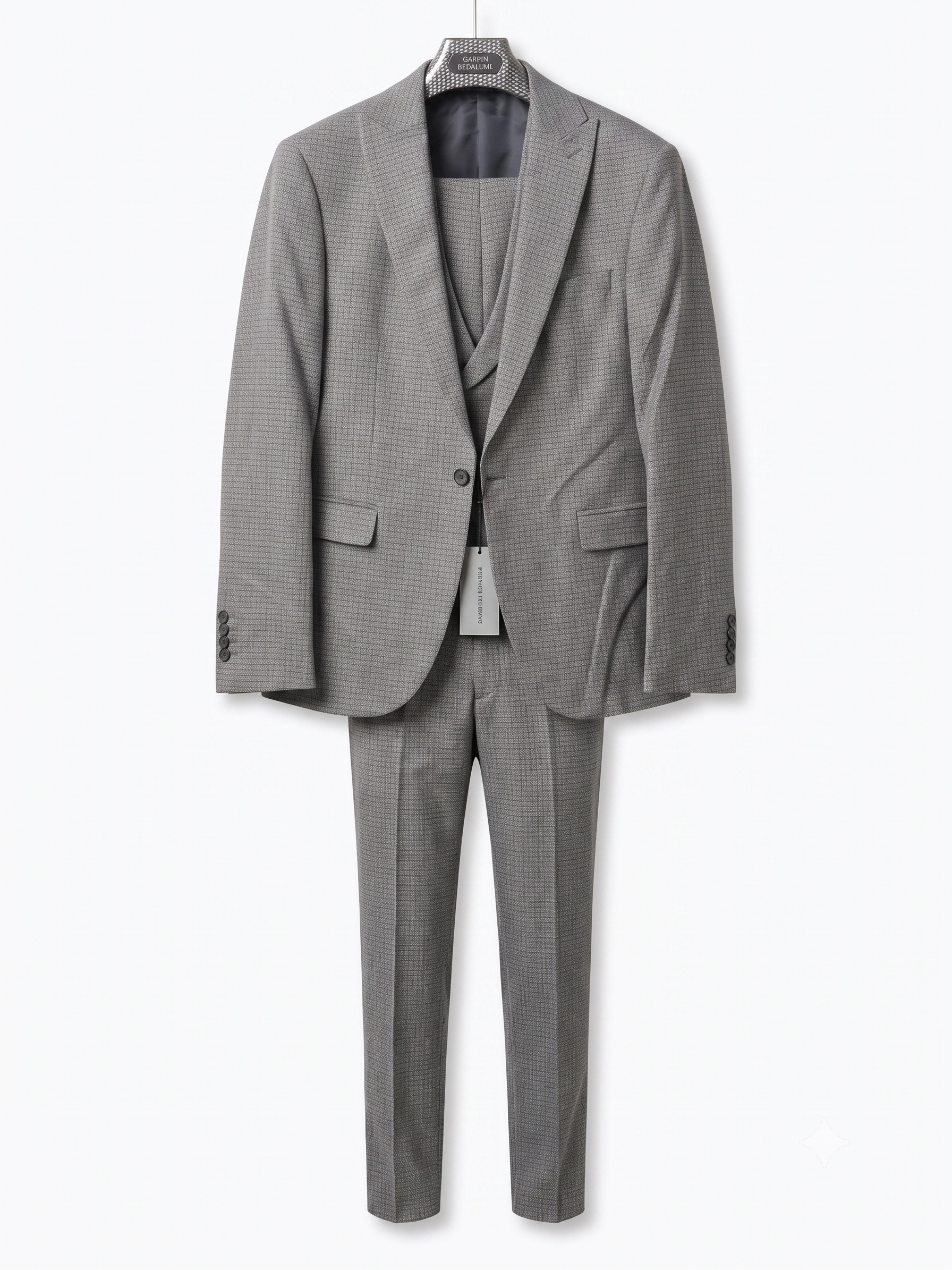 Premium Three-Piece Tweed Suit in Heritage Grey (Blazer, Vest, Pants)