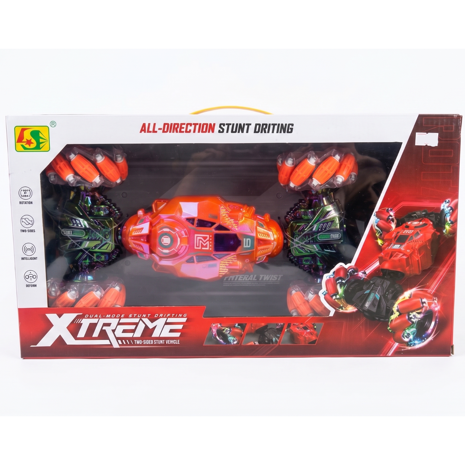 Xtreme All-Direction Stunt Drifting RC Car – Dual-Mode Intelligent Two-Sided Bionic Twist Vehicle with Mecanum Wheels
