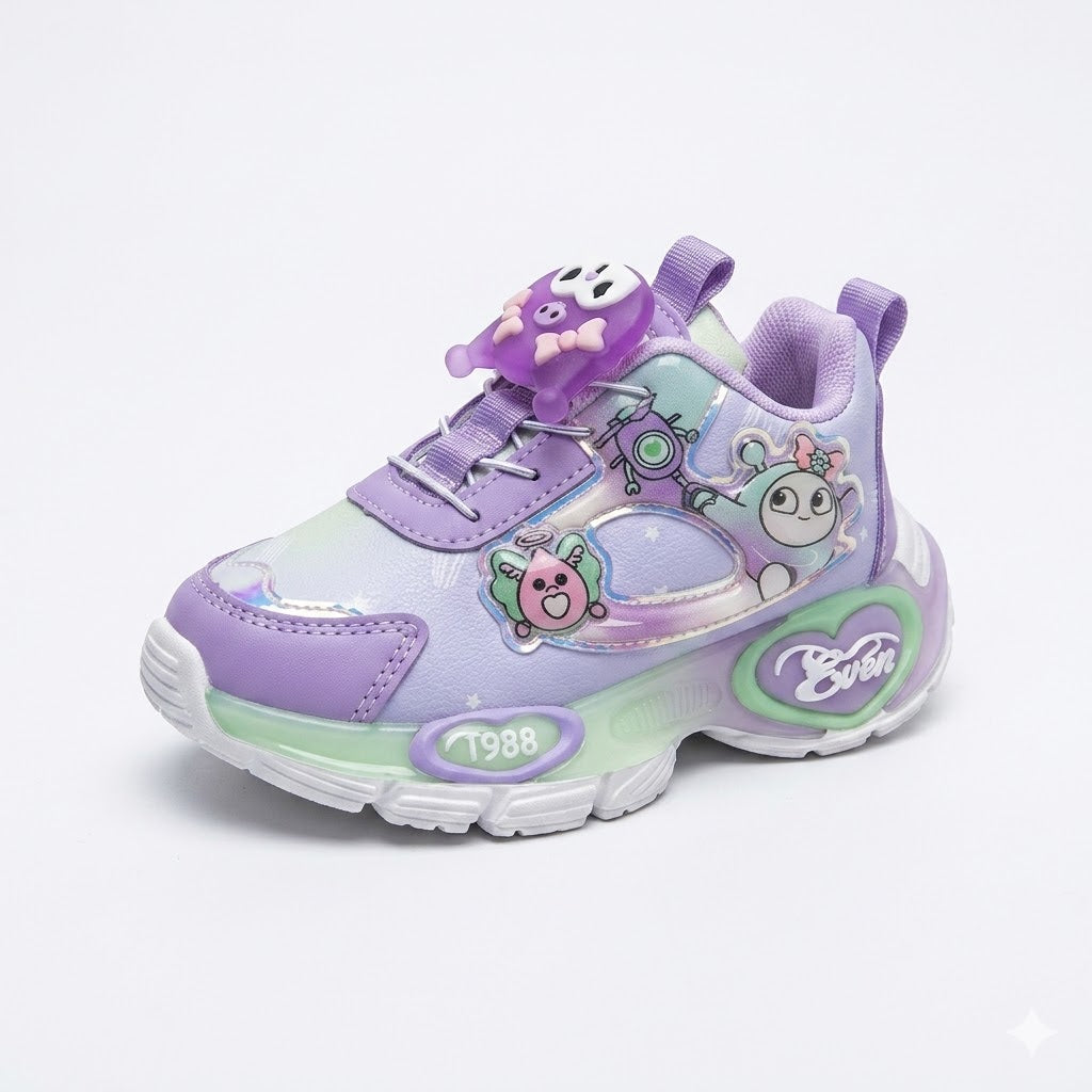Kids' Pastel Purple Animated Character Sneakers – Chunky Platform Play Shoes