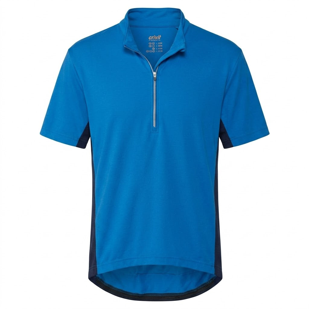 Crivit Sports Men's Half-Zip Short-Sleeve Cycling Jersey – Royal Blue & Navy