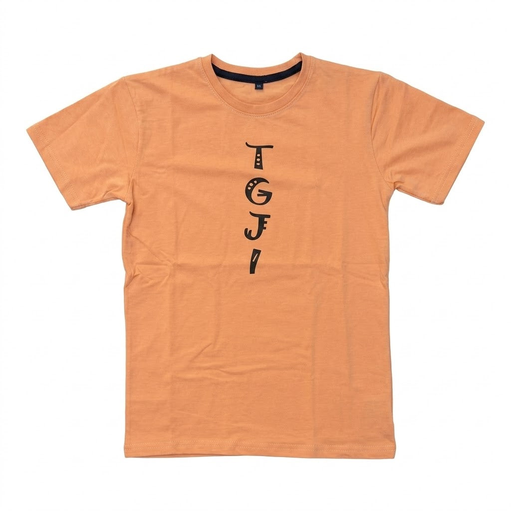 Kids' Vertical Alphabet Graphic Apricot Orange Crewneck T-Shirt