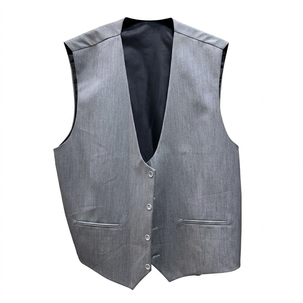 Men's Classic Slim Fit Grey Waistcoat – Formal Dress Suit Vest