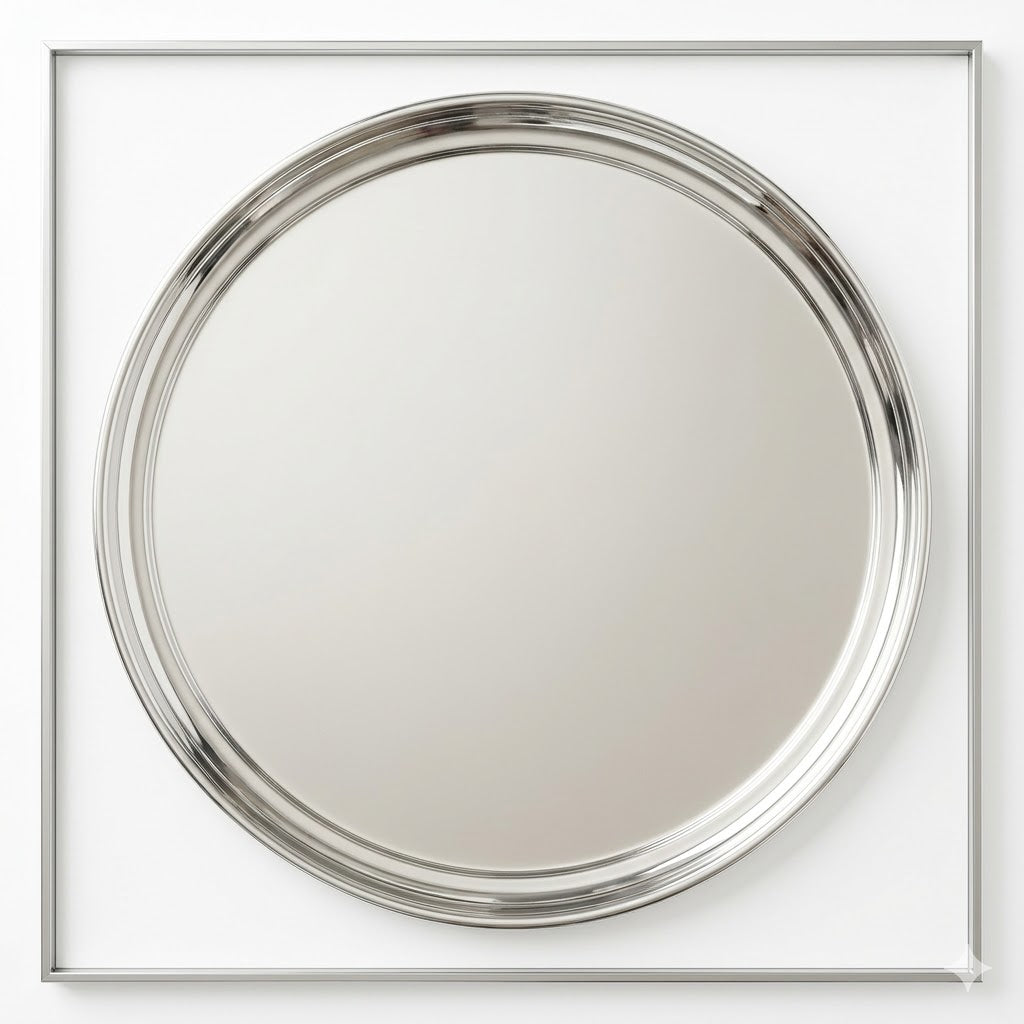 Elevate your serving experience with this sleek and timeless round stainless steel tray. Designed with a flawless, high-polish mirror finish, it effortlessly reflects light to add a touch of modern sophistication to any table setting or display.