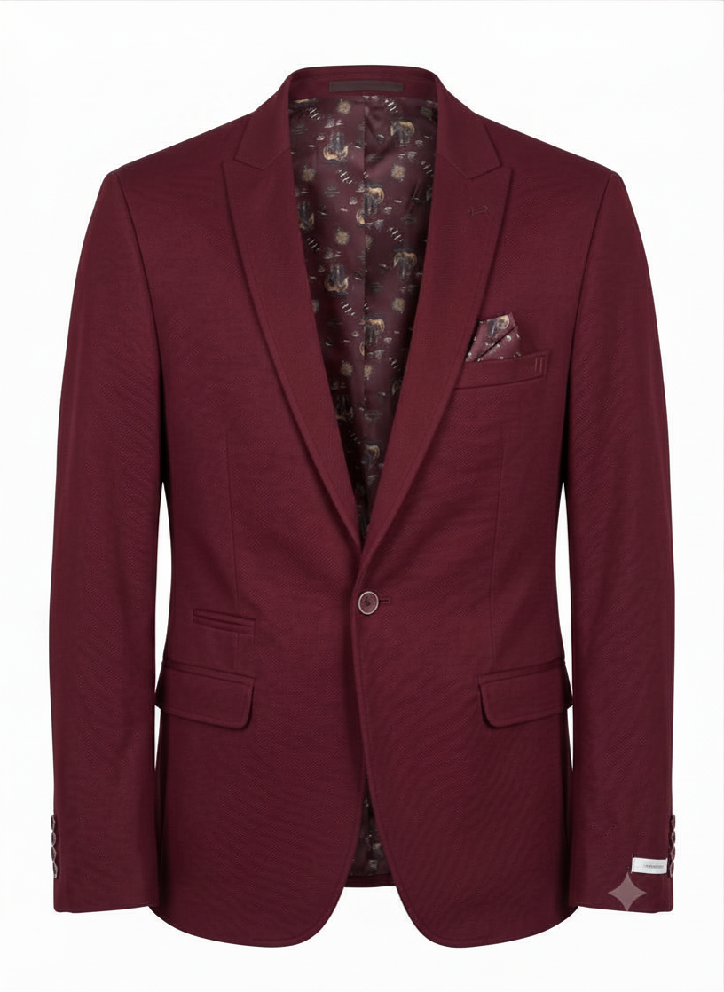 Textured Burgundy Statement Blazer