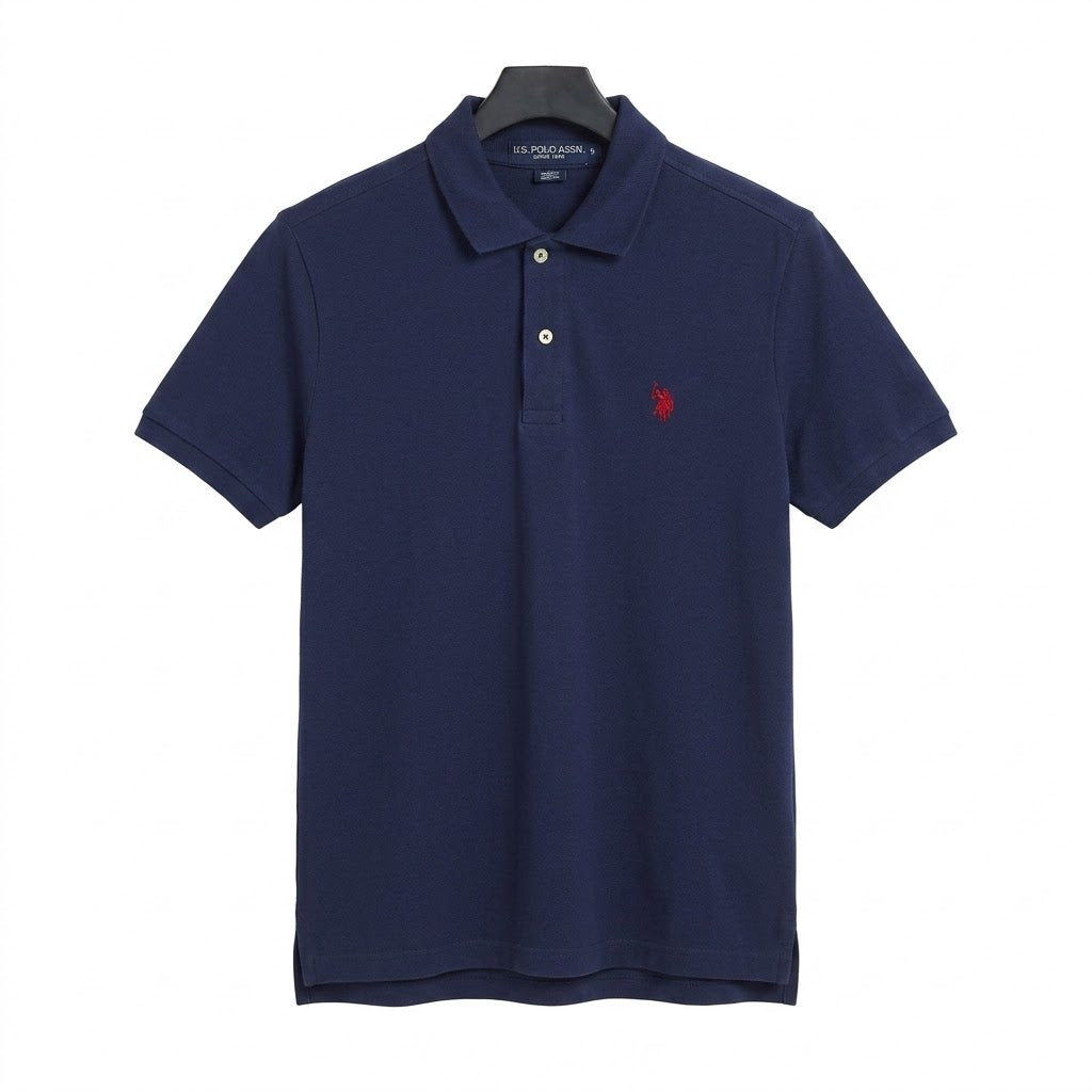 U.S. Polo Assn. Men's Piqué Cotton Polo Shirt – Navy Blue